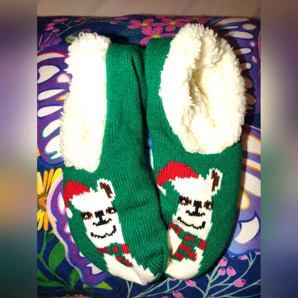 Women christmas llama slipper socks